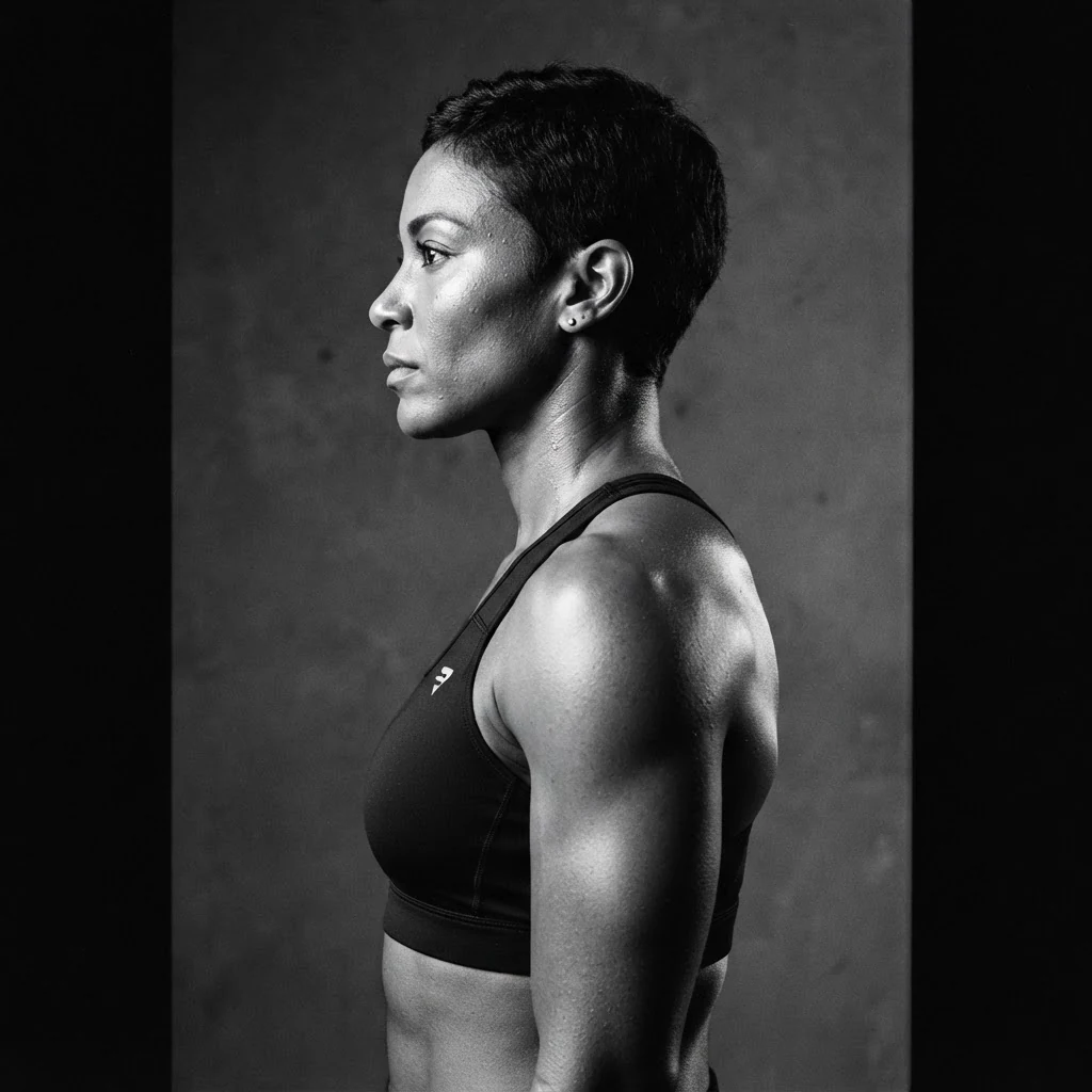 Black and white athlete portrait